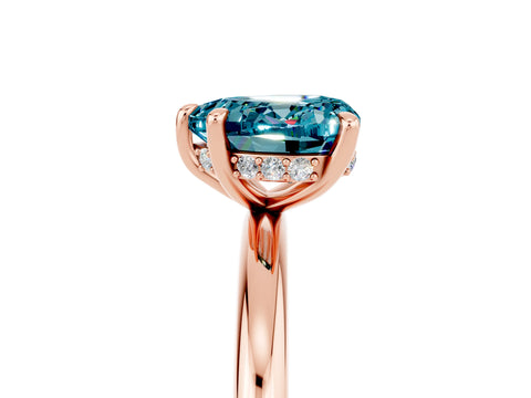 Rose gold Heart Cut Blue Topaz Solitaire Ring with Thin Band and Four-Prong Setting_5