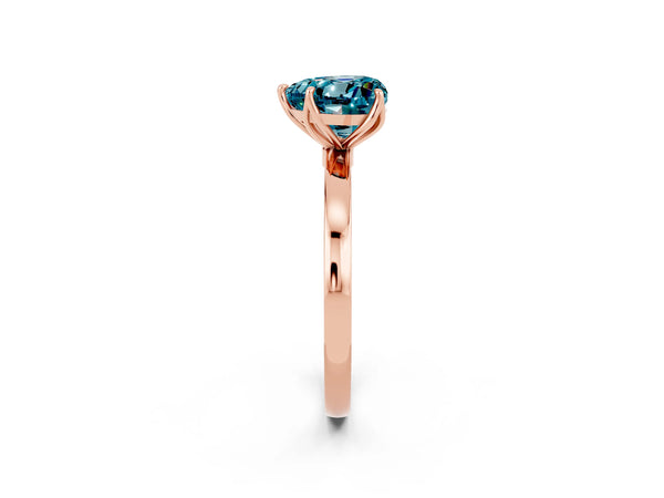 Rose gold Heart Cut Blue Topaz Solitaire Ring with Thin Band and Prong Setting