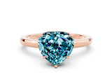 Rose gold Heart Cut Blue Topaz Solitaire Ring with Thin Band and Prong Setting_24