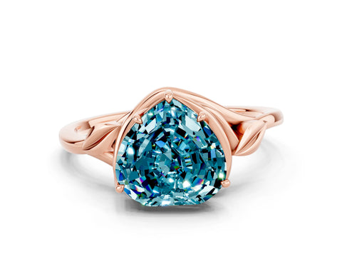 Rose gold Heart Cut Blue Topaz Solitaire Ring with Twist Band and Four-Prong Setting_24