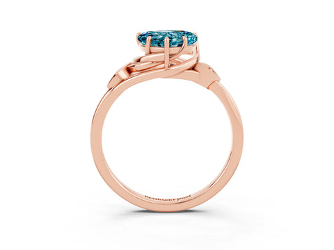 Rose gold Heart Cut Blue Topaz Solitaire Ring with Twist Band and Four-Prong Setting_27
