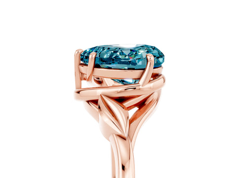 Rose gold Heart Cut Blue Topaz Solitaire Ring with Twist Band and Four-Prong Setting_29