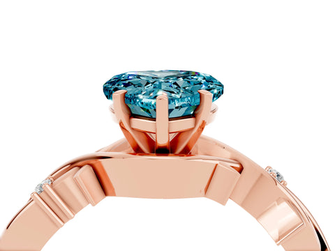 Rose gold Heart Cut Blue Topaz Solitaire Ring with Twisted Band and Prong Setting_4