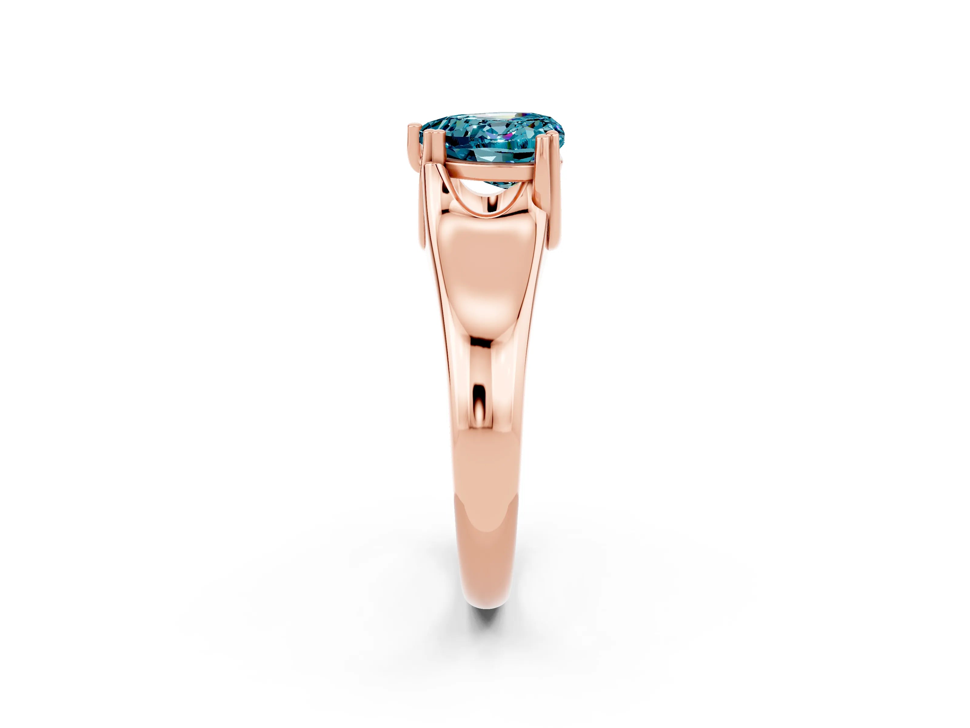Rose gold Heart Cut Blue Topaz Solitaire Ring with Wide Band and Prong Setting_2