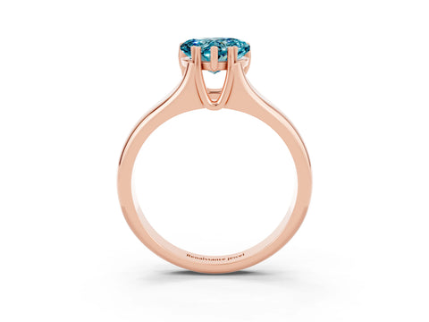 Rose gold Heart Cut Blue Topaz Solitaire Ring with Wide Band and Prong Setting_3