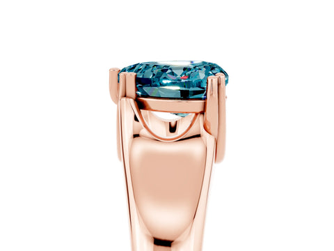 Rose gold Heart Cut Blue Topaz Solitaire Ring with Wide Band and Prong Setting_5
