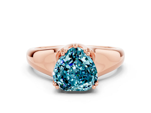 Rose gold Heart Cut Blue Topaz Solitaire Ring with Wide Band and Prong Setting