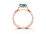Rose gold Heart Cut Blue Topaz Solitaire Twist Band Prong Setting Ring_63