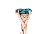 Rose gold Heart Cut Blue Topaz Solitaire Twist Band Prong Setting Ring_65