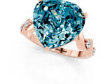 Rose gold Heart Cut Blue Topaz Solitaire Twisted Band with Round  Accents and Prong Setting_13
