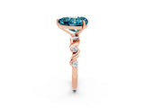 Rose gold Heart Cut Blue Topaz Solitaire Twisted Band with Round  Accents and Prong Setting_14