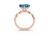 Rose gold Heart Cut Blue Topaz Solitaire Twisted Band with Round  Accents and Prong Setting_15