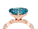 Rose gold Heart Cut Blue Topaz Solitaire Twisted Band with Round  Accents and Prong Setting_16
