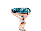 Rose gold Heart Cut Blue Topaz Solitaire Twisted Band with Round  Accents and Prong Setting_17