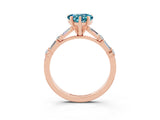 Rose gold Heart Cut Blue Topaz Solitaire with Side Baguettes and Channel Set Band_3
