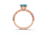 Rose gold Heart Cut Blue Topaz Solitaire with Side Stones, Pave Band, Four-Prong Setting_27