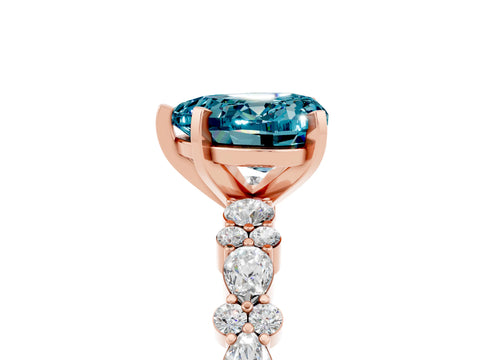 Rose gold Heart Cut Blue Topaz Solitaire with Side Stones, Pave Band, Four-Prong Setting_29
