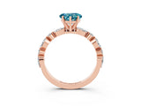 Rose gold Heart Cut Blue Topaz Solitaire with Side Stones on a Pavé Band and Four-Prong Setting_3