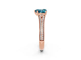 Rose gold Heart Cut Blue Topaz Split Shank Engagement Ring with Pavé Band_2