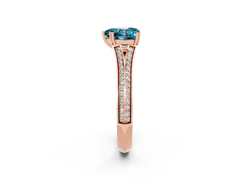 Rose gold Heart Cut Blue Topaz Split Shank Engagement Ring with Pavé Band_2
