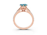 Rose gold Heart Cut Blue Topaz Split Shank Engagement Ring with Pavé Band_3