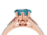 Rose gold Heart Cut Blue Topaz Split Shank Engagement Ring with Pavé Band_4