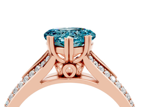 Rose gold Heart Cut Blue Topaz Split Shank Engagement Ring with Pavé Band_4
