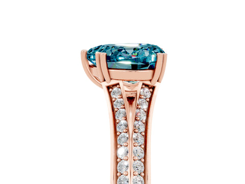 Rose gold Heart Cut Blue Topaz Split Shank Engagement Ring with Pavé Band_5