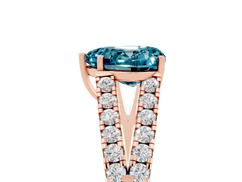 Rose gold Heart Cut Blue Topaz Split Shank Pavé Engagement Ring with Four-Prong Setting_17