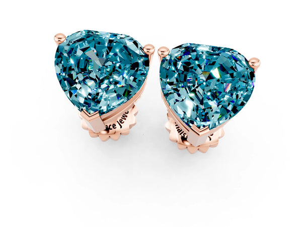 Rose gold Heart Cut Blue Topaz Stud Earrings