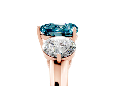 Rose gold Heart Cut Blue Topaz Three-Stone Ring with Prong Setting and Classic Band_5