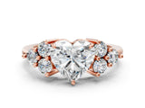 Rose gold Heart Cut Brilliant Diamond Cluster Accent Solitaire Ring with Prong Setting_15