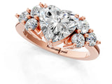Rose gold Heart Cut Brilliant Diamond Cluster Accent Solitaire Ring with Prong Setting_16