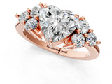 Rose gold Heart Cut Brilliant Diamond Cluster Accent Solitaire Ring with Prong Setting_4