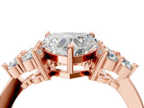 Rose gold Heart Cut Brilliant Diamond Cluster Accent Solitaire Ring with Prong Setting_7