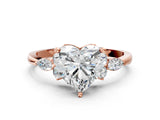 Rose gold Heart Cut Brilliant Diamond Solitaire Ring with Pear Side Stones and Four-Prong Setting_3