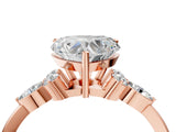 Rose gold Heart Cut Brilliant Diamond Solitaire Ring with Pear Side Stones and Four-Prong Setting_7