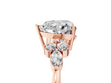 Rose gold Heart Cut Brilliant Diamond Solitaire Ring with Pear Side Stones and Four-Prong Setting_8