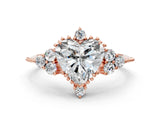 Rose gold Heart Cut Brilliant Diamond with Cluster Setting on a Beaded Band and Four-Prong Setting_15