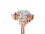 Rose gold Heart Cut Brilliant Diamond with Cluster Setting on a Beaded Band and Four-Prong Setting_20