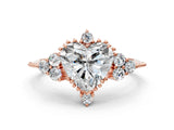 Rose gold Heart Cut Brilliant Diamond with Cluster Setting on a Beaded Band and Four-Prong Setting_3