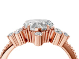 Rose gold Heart Cut Brilliant Diamond with Cluster Setting on a Beaded Band and Four-Prong Setting_7