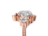 Rose gold Heart Cut Brilliant Diamond with Cluster Setting on a Beaded Band and Four-Prong Setting_8