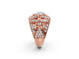Rose gold Heart Cut Brilliant Halo Pave Diamond Milgrain Ring_11