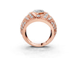 Rose gold Heart Cut Brilliant Halo Pave Diamond Milgrain Ring_12