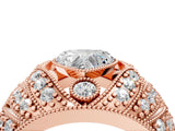 Rose gold Heart Cut Brilliant Halo Pave Diamond Milgrain Ring_13