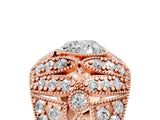 Rose gold Heart Cut Brilliant Halo Pave Diamond Milgrain Ring_14