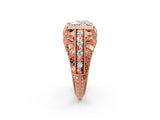 Rose gold Heart Cut Brilliant Milgrain Filigree Diamond Ring with Square Prong Setting_15