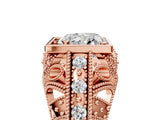 Rose gold Heart Cut Brilliant Milgrain Filigree Diamond Ring with Square Prong Setting_18