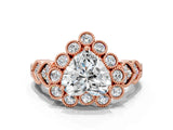 Rose gold Heart Cut Brilliant Milgrain Pave Heart Band Solitaire Ring_3